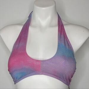 NWT BCBGENERATION pink blue purple tie dye shimmer bikini top XL